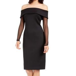 NWT Calvin Klein Off the Shoulder Illusion Sleeve Dress Size 16